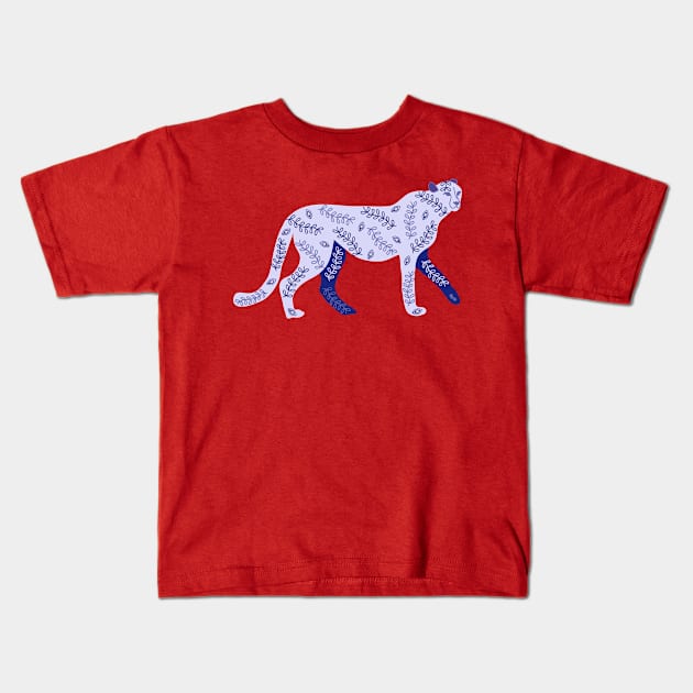 Very Peri Panther with henna motifs Kids T-Shirt by sarakaquabubble